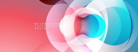 Abstract circles overlap, creating vibrant gradients. Pink, blue, white hues blend seamlessly....