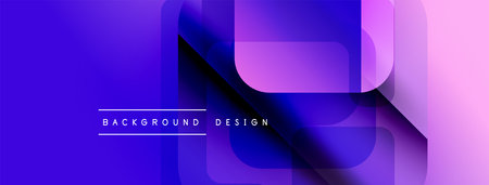 Abstract geometric shapes, vibrant purple hues, modern design. Smooth gradients create layered...