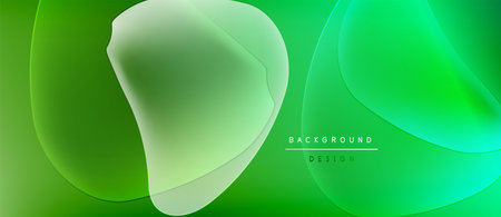 Abstract green background. Fluid shapes overlap, creating soft gradients. Modern design with blurred elements, simple text label present.のイラスト素材
