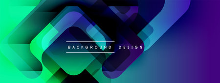 Abstract geometric shapes blend vibrant colors. Gradient transitions create dynamic visual effect....