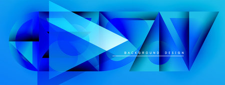 Abstract geometric shapes, vibrant blue hues, modern design. Gradient effect creates depth, dynamic...