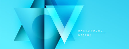 Abstract geometric design. Blue shades create layered shapes, modern aesthetic. Text reads background design. Minimalist composition.のイラスト素材