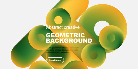 Abstract geometric background features flowing shapes, vibrant colors, text, button. Modern design, gradients create dynamic visual effect.のイラスト素材