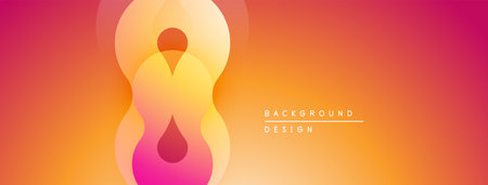 Abstract design features flowing shapes, warm color gradients. Orange, yellow, pink hues create...