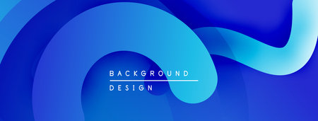 Abstract blue layers create flowing shapes. Gradient colors suggest depth, movement, modern design aesthetic. Smooth transitions dominate composition.のイラスト素材