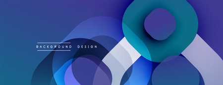 Abstract blue design features overlapping circles, layers. Modern aesthetic, gradient shades create depth, visual harmony. Minimalist style.のイラスト素材