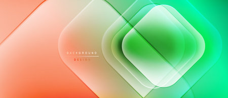 Abstract geometric design. Gradient colors blend, creating dynamic visual effect. Soft shapes overlap, forming modern background.のイラスト素材