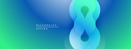 Abstract blue green gradient background. Overlapping shapes create infinity symbol. Modern design for digital projects.のイラスト素材