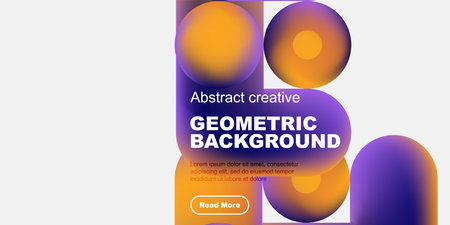 Abstract geometric shapes, vibrant colors, modern design. Text overlay promotes further exploration, clean presentation.のイラスト素材
