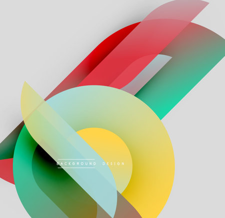 Abstract shapes overlap, creating vibrant color gradients. Modern design features smooth transitions, dynamic composition.のイラスト素材