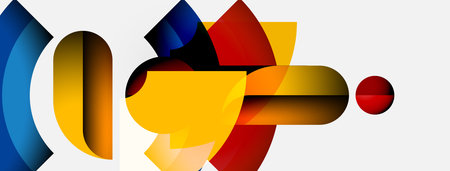 Abstract composition. Overlapping shapes, vibrant colors, dynamic design. Modern art, geometric...
