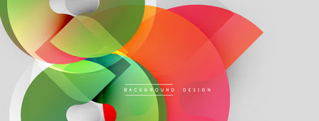 Abstract colorful shapes overlap, creating dynamic visual composition. Gradient hues blend smoothly, modern design element.のイラスト素材