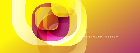 Abstract design features layered shapes, vibrant colors. Gradient transitions create dynamic visual effect. Modern aesthetic, suitable backgrounds.のイラスト素材