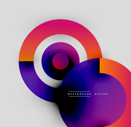 Abstract colorful shapes overlap. Gradient hues create dynamic visual effect. Modern design elements present bold composition.のイラスト素材
