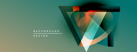 Abstract geometric design. Teal, orange, green hues blend. Modern background with layered shapes,...