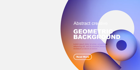 Modern design features vibrant gradients, geometric shapes, text overlay, button. Minimalist aesthetic suits digital projects.のイラスト素材