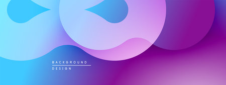 Abstract fluid shapes blend vibrant blues, purples. Gradient background creates modern, dynamic visual effect. Smooth curves suggest movement, depth.のイラスト素材
