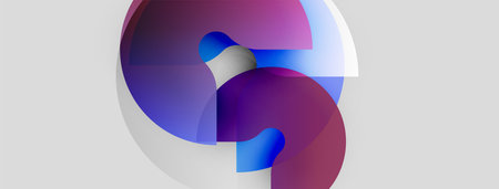 Abstract shapes overlap, creating vibrant color blends. Soft gradients suggest depth, modern design aesthetic. Minimalist composition.のイラスト素材