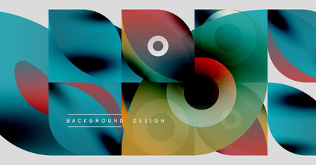 Abstract fluid shapes overlap, creating vibrant colorful design. Background features text background design. Modern aesthetic, dynamic composition.のイラスト素材