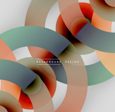 Abstract shapes overlap, creating dynamic visual effect. Soft colors blend, forming modern background design. Smooth gradients enhance depth.のイラスト素材