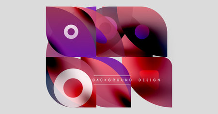 Abstract colorful shapes overlap, creating dynamic visual effect. Modern design elements suggest creativity, innovation. Gradient hues dominate composition.のイラスト素材