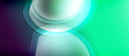 Abstract design features layered shapes, vibrant colors. Gradient transitions create smooth visual flow, modern aesthetic.のイラスト素材