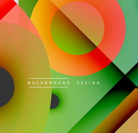 Abstract colorful shapes overlap. Gradient hues create dynamic visual effect. Modern design elements present smooth transitions.のイラスト素材