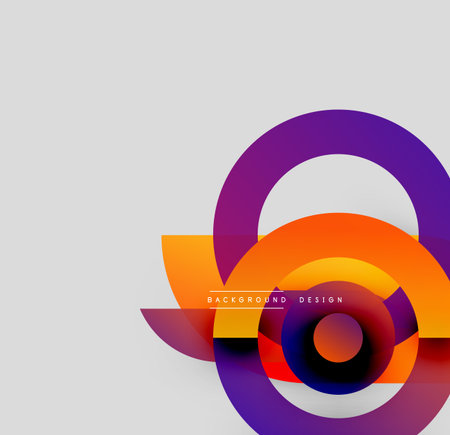 Abstract circles overlap, creating vibrant color gradients. Modern design element for backgrounds, presentations. Minimalist aesthetic.のイラスト素材