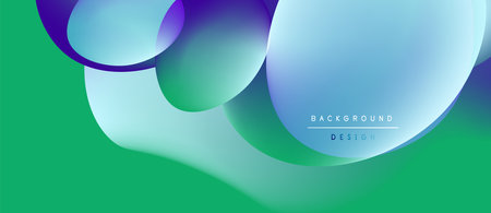 Abstract fluid shapes, vibrant colors blend. Green dominates, blue accents create modern design. Text reads background design.のイラスト素材