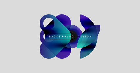 Abstract shapes overlap, creating vibrant blue hues. Modern design element suitable for backgrounds, presentations. Simple, clean aesthetic.のイラスト素材