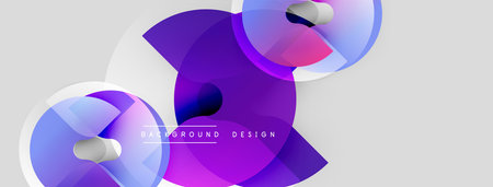 Abstract shapes overlap, creating vibrant purple, pink gradients. Modern design elements suggest dynamic composition, smooth transitions.のイラスト素材