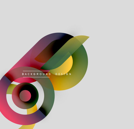 Abstract colorful shapes overlap, creating dynamic composition. Minimalist design with gradient hues, modern aesthetic.のイラスト素材