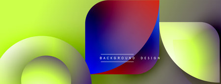Abstract colorful background. Overlapping shapes create dynamic visual effect. Bright hues blend,...