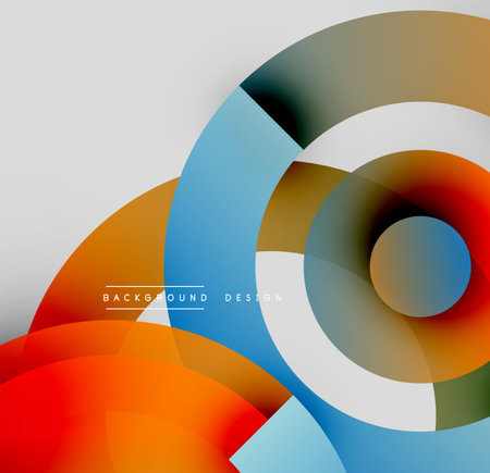Abstract circles overlap, creating vibrant color gradients. Modern design features smooth transitions, dynamic composition.のイラスト素材