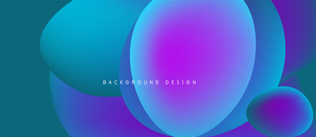 Abstract fluid shapes blend vibrant blues, purples. Gradient colors create dynamic background design. Smooth transitions, modern aesthetic.のイラスト素材