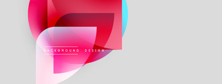 Abstract shapes, vibrant colors, modern design. Gradient overlays create dynamic visual effect. Minimalist style, suitable backgrounds.のイラスト素材