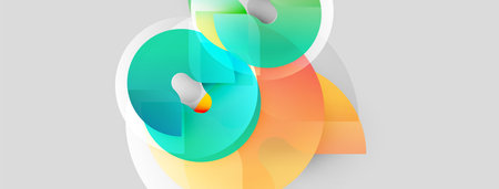 Abstract shapes overlap, creating vibrant color blends. Soft gradients suggest movement, light interplay. Modern design elements present clean aesthetic.のイラスト素材