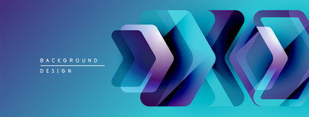 Abstract geometric shapes create dynamic blue, purple gradient. Modern design element for...