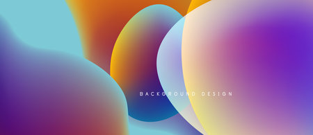 Abstract fluid shapes blend vibrant colors. Gradient transitions create modern background design....