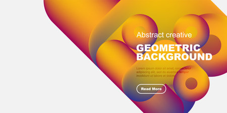Vibrant abstract design. Orange, yellow, purple gradients create dynamic geometric background with text, button. Modern visual presentation.のイラスト素材