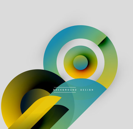 Abstract design features overlapping colorful circles. Gradient hues create dynamic visual effect. Modern, minimalist composition.のイラスト素材