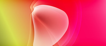 Abstract vibrant shapes blend, creating smooth gradients. Yellow transitions to orange, then red. Fluid forms suggest movement, energy.のイラスト素材