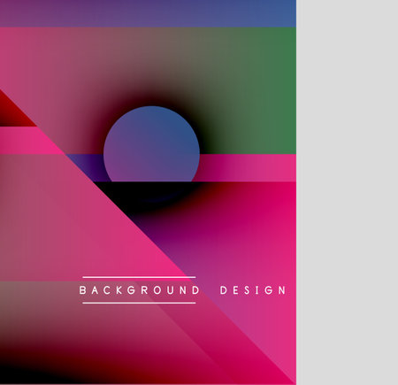 Abstract geometric composition. Vivid gradients, shapes overlap creating modern visual effect. Minimalist design, bold colors present.のイラスト素材