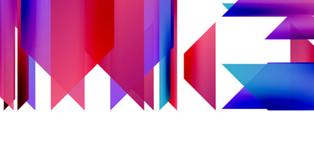 Abstract geometric shapes, vibrant colors, dynamic composition. Modern design, gradients, sharp angles, visual impact.のイラスト素材