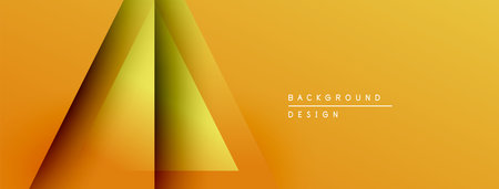 Abstract geometric design. Golden gradients create layered triangular shapes over warm yellow backdrop. Minimalist style, modern aesthetic.のイラスト素材