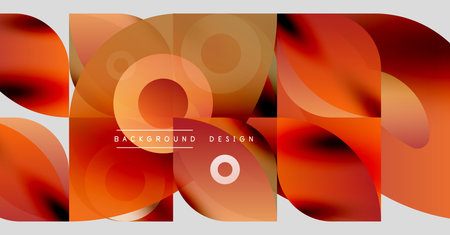 Abstract fluid shapes, warm orange hues, layered design. Minimalist composition with circular elements, modern aesthetic.のイラスト素材