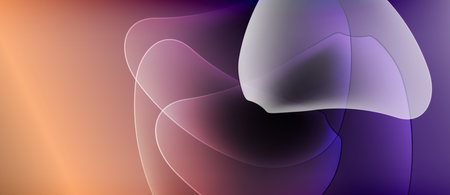 Abstract fluid shapes blend, creating soft gradients. Peach tones transition into deep violet hues. Minimalist design evokes calm atmosphere.のイラスト素材