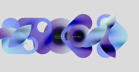 Abstract fluid shapes, blue purple hues, modern design. Minimalist background creates dynamic visual effect. Smooth gradients present.のイラスト素材