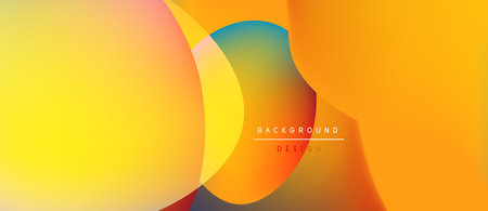 Abstract vibrant background. Overlapping shapes create dynamic visual effect. Warm colors dominate, suggesting energy, optimism. Modern design element.のイラスト素材