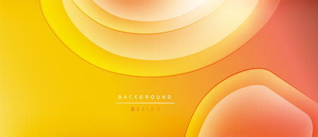 Bright yellow, orange gradients form flowing shapes. Minimal text reads background design. Modern, abstract visual presentation.のイラスト素材